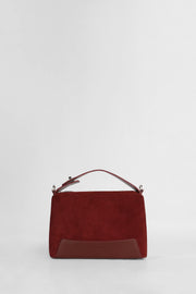 Genuine Napa Leather Modern Baguette Bag - Burgundy