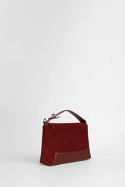 Genuine Napa Leather Modern Baguette Bag - Burgundy