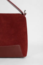 Genuine Napa Leather Modern Baguette Bag - Burgundy