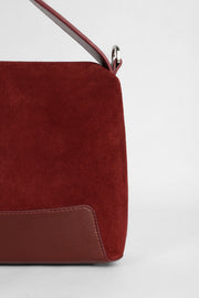 Genuine Napa Leather Modern Baguette Bag - Burgundy