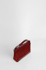 Genuine Napa Leather Modern Baguette Bag - Burgundy