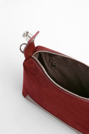 Genuine Napa Leather Modern Baguette Bag - Burgundy