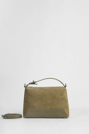 Genuine Napa Leather Modern Baguette Bag - Khaki