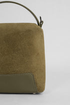 Genuine Napa Leather Modern Baguette Bag - Khaki