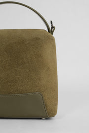Genuine Napa Leather Modern Baguette Bag - Khaki