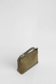 Genuine Napa Leather Modern Baguette Bag - Khaki