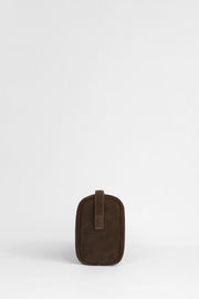 Genuine Suede Leather Shoulder Bag - Dark Brown