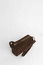 Genuine Suede Leather Shoulder Bag - Dark Brown