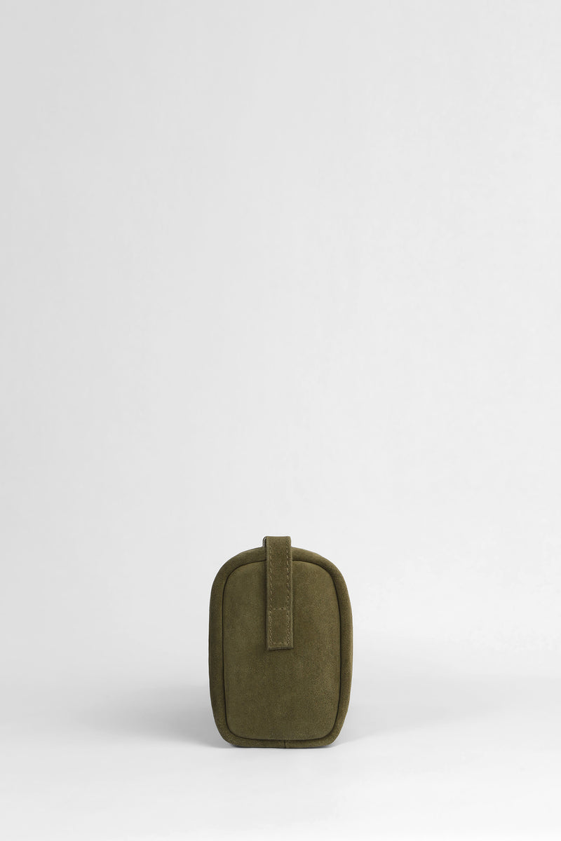 Genuine Suede Leather Shoulder Bag - Khaki