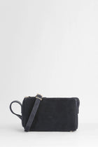 Genuine Suede Leather Shoulder Bag - Navy Blue