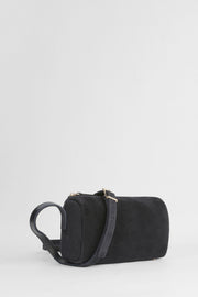 Genuine Suede Leather Shoulder Bag - Navy Blue