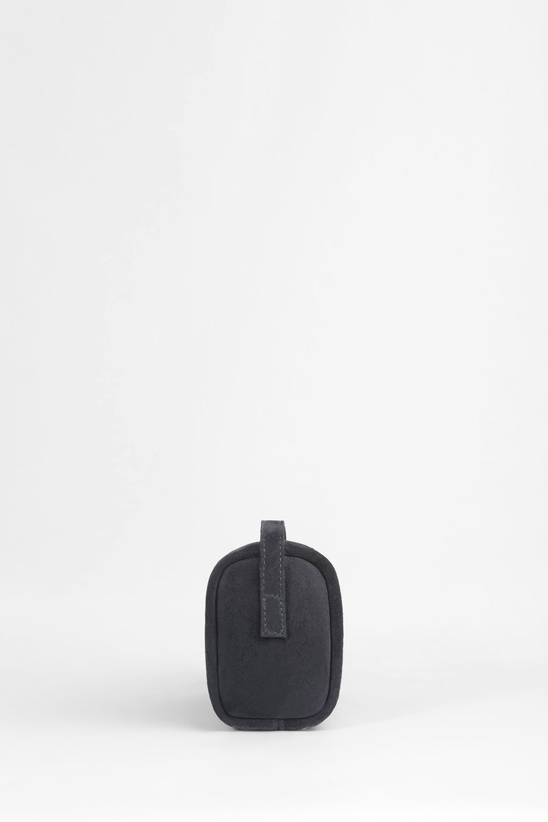 Genuine Suede Leather Shoulder Bag - Navy Blue