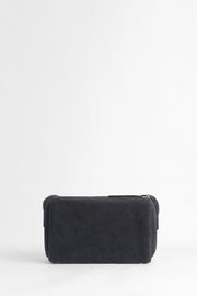 Genuine Suede Leather Shoulder Bag - Navy Blue