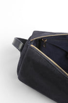 Genuine Suede Leather Shoulder Bag - Navy Blue
