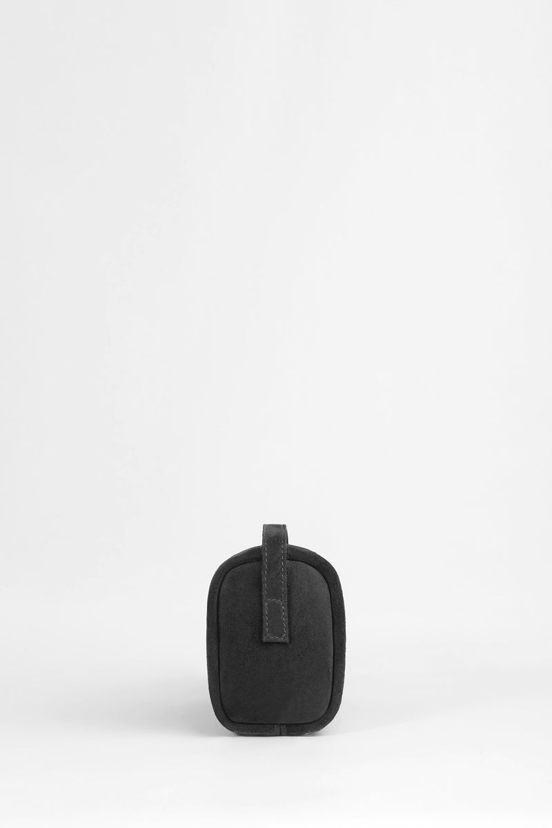 Genuine Suede Leather Shoulder Bag - Black