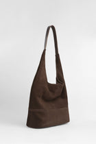 Genuine Suede Leather Soft-Form Bag - Dark Brown