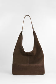 Genuine Suede Leather Soft-Form Bag - Dark Brown