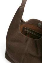 Genuine Suede Leather Soft-Form Bag - Dark Brown