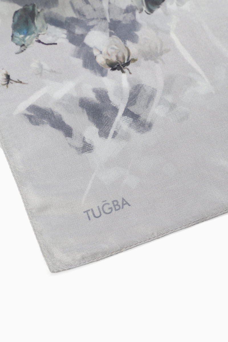 Afitab 100% Voile Silk Scarf - Grey Blue