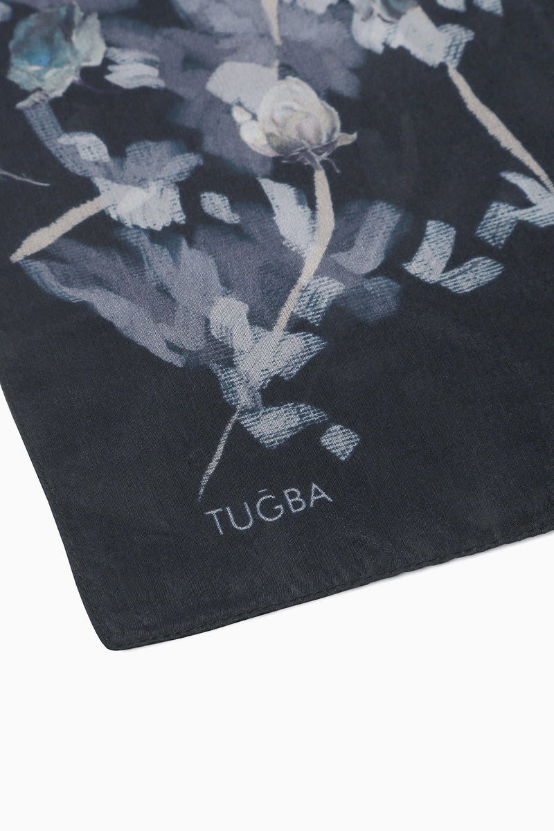 Afitab 100% Voile Silk Scarf - Navy Blue