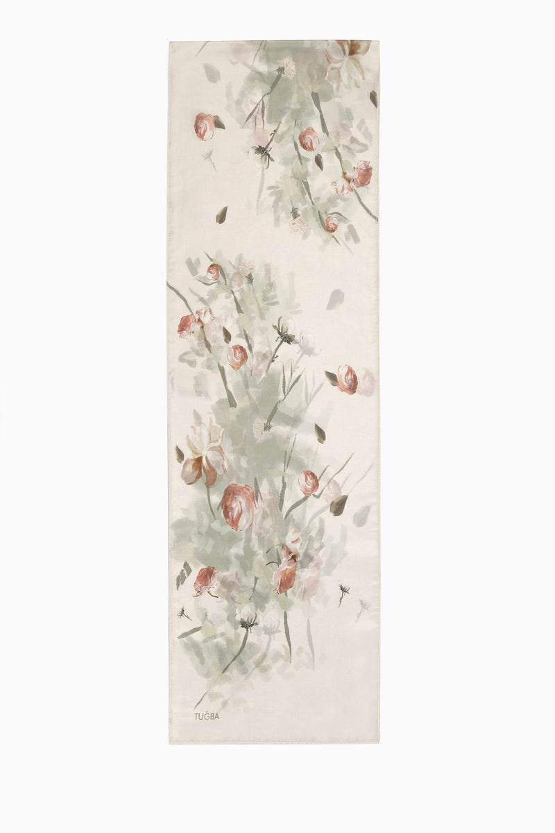 Afitab 100% Voile Silk Scarf - Cream