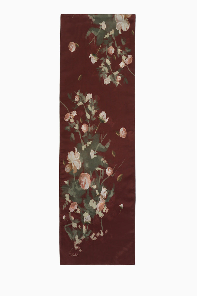 Afitab 100% Voile Silk Scarf - Burgundy