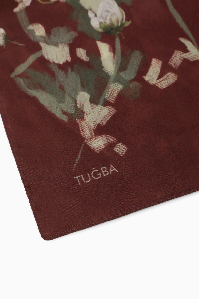 Afitab 100% Voile Silk Scarf - Burgundy