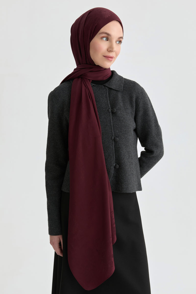 Nevgül Jakar Natural Şal - Bordo TUGBA