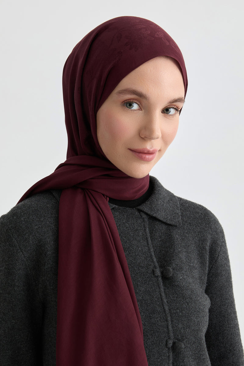 Nevgül Jakar Natural Şal - Bordo TUGBA