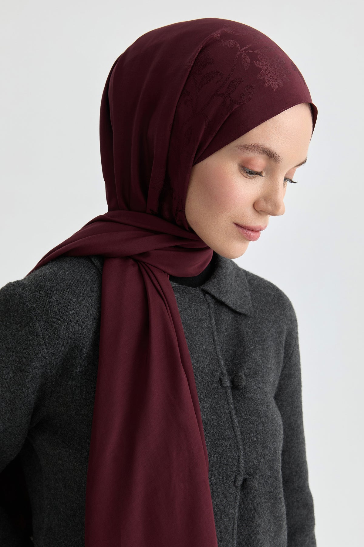 Nevgül Jakar Natural Şal - Bordo TUGBA
