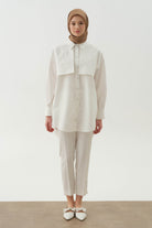 Yüksek Bel Basıc Pantolon - Ekru TUGBA