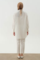 Yüksek Bel Basıc Pantolon - Ekru TUGBA