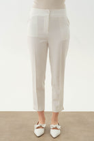 Yüksek Bel Basıc Pantolon - Ekru TUGBA