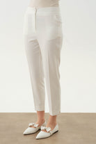 Yüksek Bel Basıc Pantolon - Ekru TUGBA