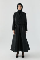 Jakarlı Etek Ceket Takım - Siyah TUGBA