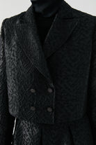 Jakarlı Etek Ceket Takım - Siyah TUGBA