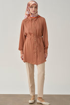 Bel Lastikli Havuç Pantolon - Bej TUGBA