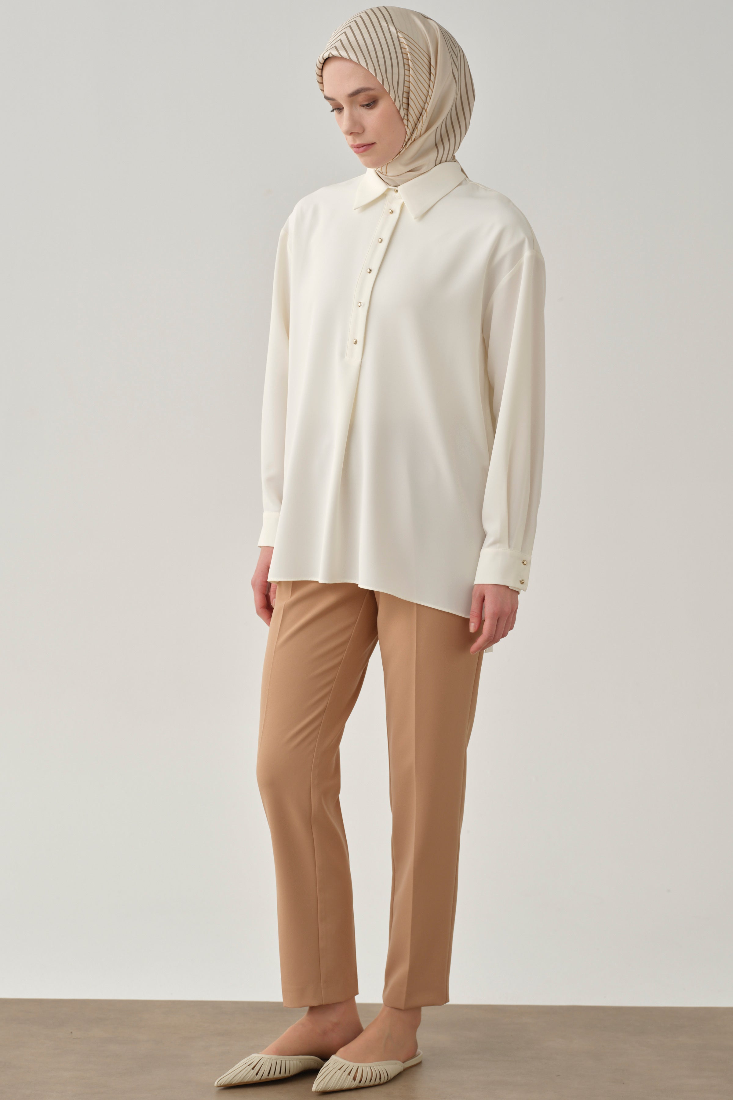 Bel Lastikli Havuç Pantolon - Camel TUGBA