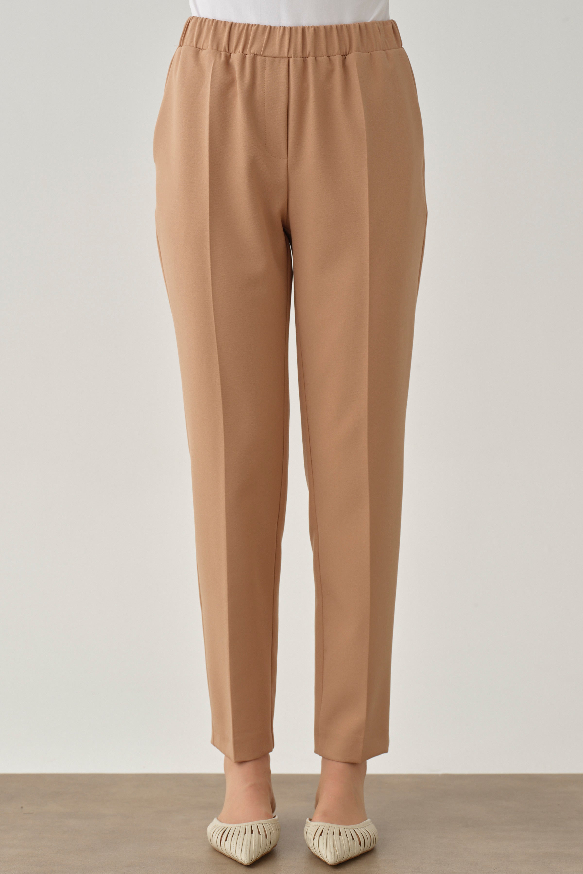 Bel Lastikli Havuç Pantolon - Camel TUGBA