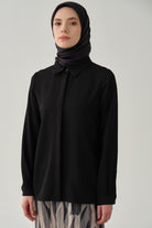 Basic Gizli Patlı Gömlek - Siyah TUGBA