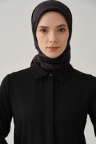 Basic Gizli Patlı Gömlek - Siyah TUGBA