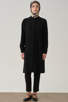 Hakim Yaka Gizli Patlı Tunik - Siyah TUGBA