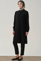 Hakim Yaka Gizli Patlı Tunik - Siyah TUGBA