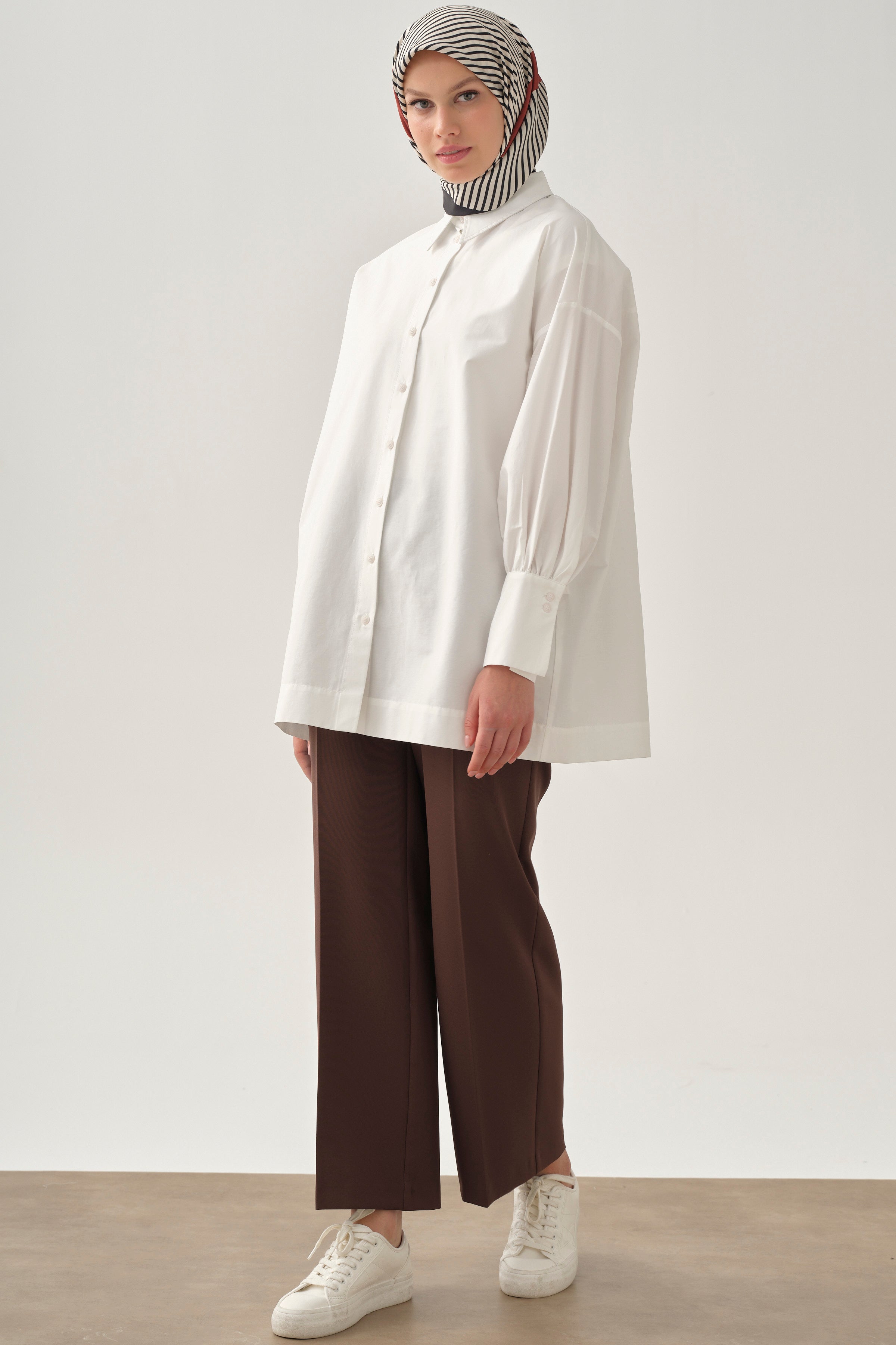 Beli Lastikli Culotte Pantolon - Kahve TUGBA