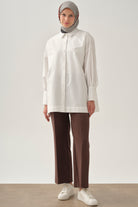 Beli Lastikli Culotte Pantolon - Kahve TUGBA