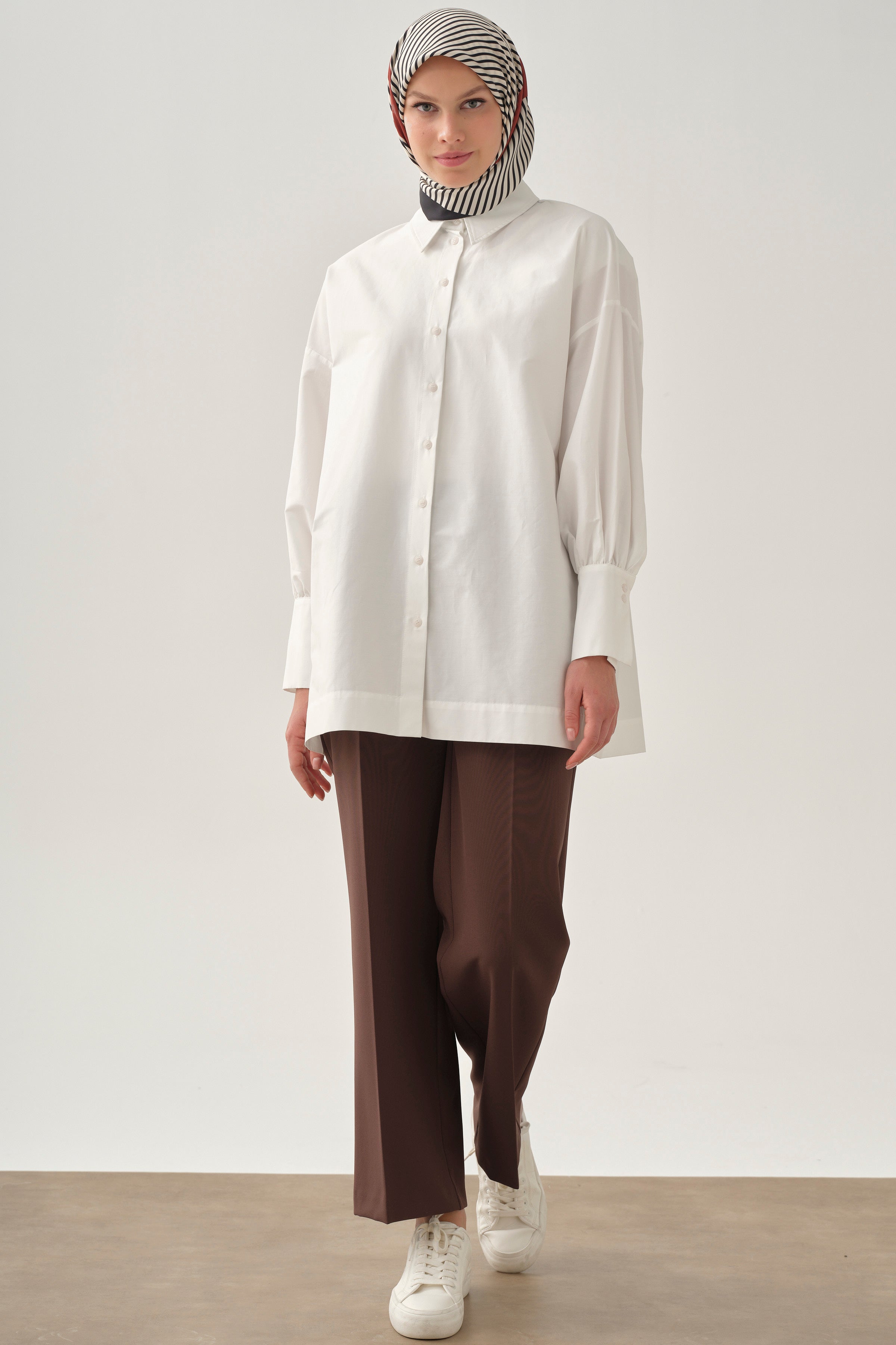 Beli Lastikli Culotte Pantolon - Kahve TUGBA