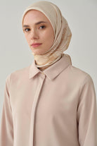 Basic Gizli Patlı Gömlek - Bej TUGBA