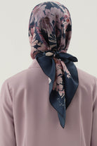 Gülistan Saten İpek Eşarp - Lacivert TUGBA