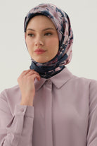 Gülistan Saten İpek Eşarp - Lacivert TUGBA