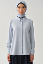 Gizli Patlı Basic Gömlek - Açık Mavi TUGBA